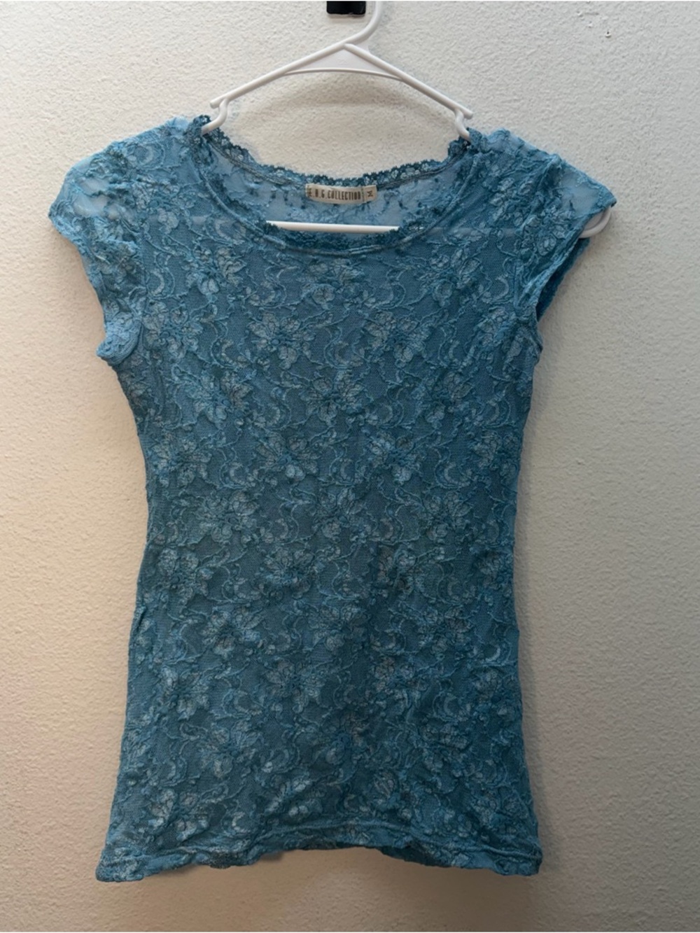 Y2K all over lace cap sleeve top sheer fairy coquette SZ XS/S VTG 90s
